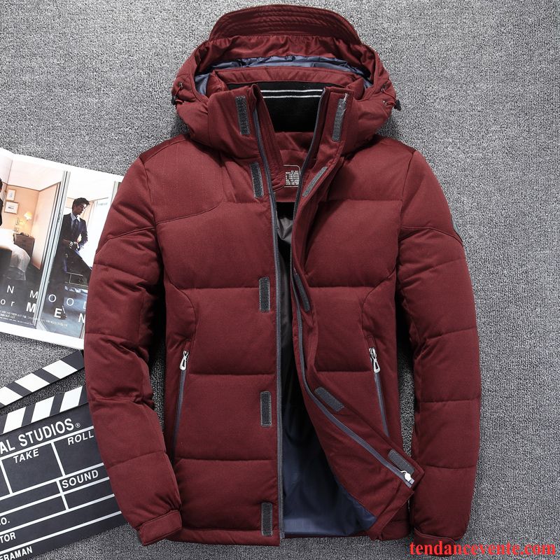 Veste Blanche Homme Longue Renforcé Vêtements D'hiver Baggy Rouge Pardessus Homme Chauds Pas Cher