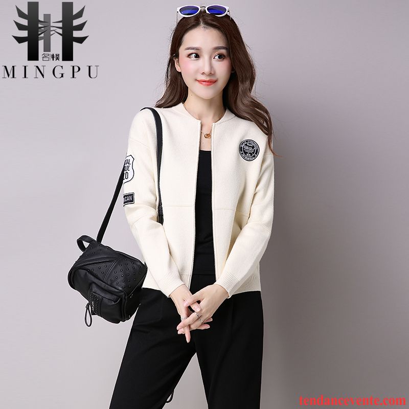 Veste Blazer Blanche Courte Cardigan Hiver Tricots En Maille Vêtements De Baseball Pardessus Femme L'automne Pérou