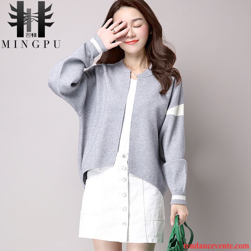 Veste Blazer Femme Rose Hiver Pull Pardessus Cardigan Tricots En Maille L'automne Femme Courte Printemps Vêtements De Baseball Gris