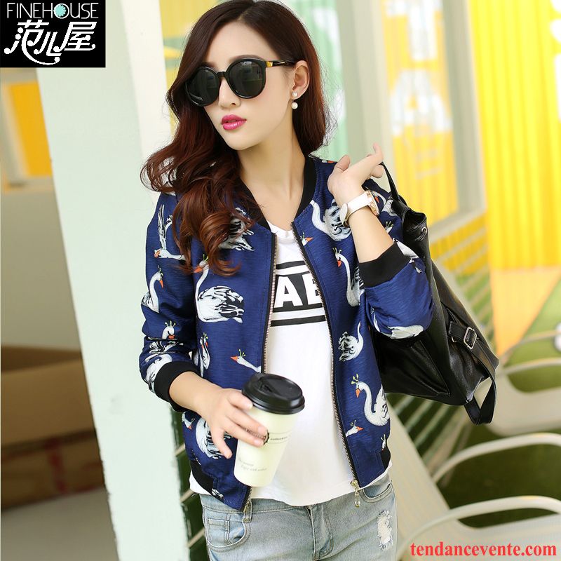 Veste Blazer Femme Vêtements De Baseball Rétro Une Veste Cardigan Fermeture Éclair Court L'automne Femme Impression Hoodies Pardessus Tendance Vente