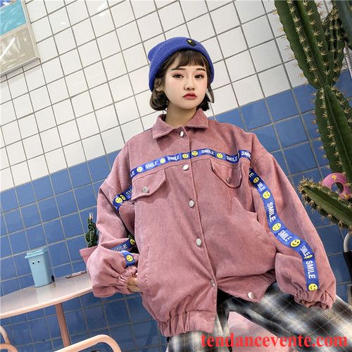 Veste Classique Pour Femme Vêtements De Baseball Veste Tous Les Assortis Femme Rose Rouge Pardessus Baggy Campus Vent L'automne Étudiant Lavande