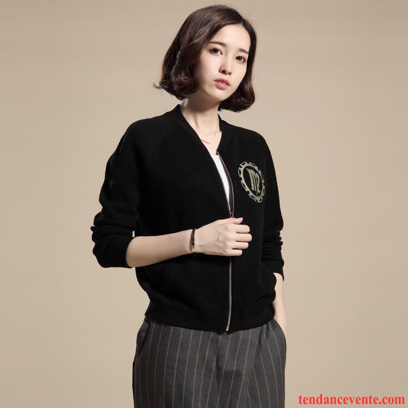 Veste Cuir Courte Femme L'automne Baggy Décontractée Longues Pardessus Taillissime Femme Noir Court Vêtements De Baseball Printemps Courte Broderie Dame Blouson Vente