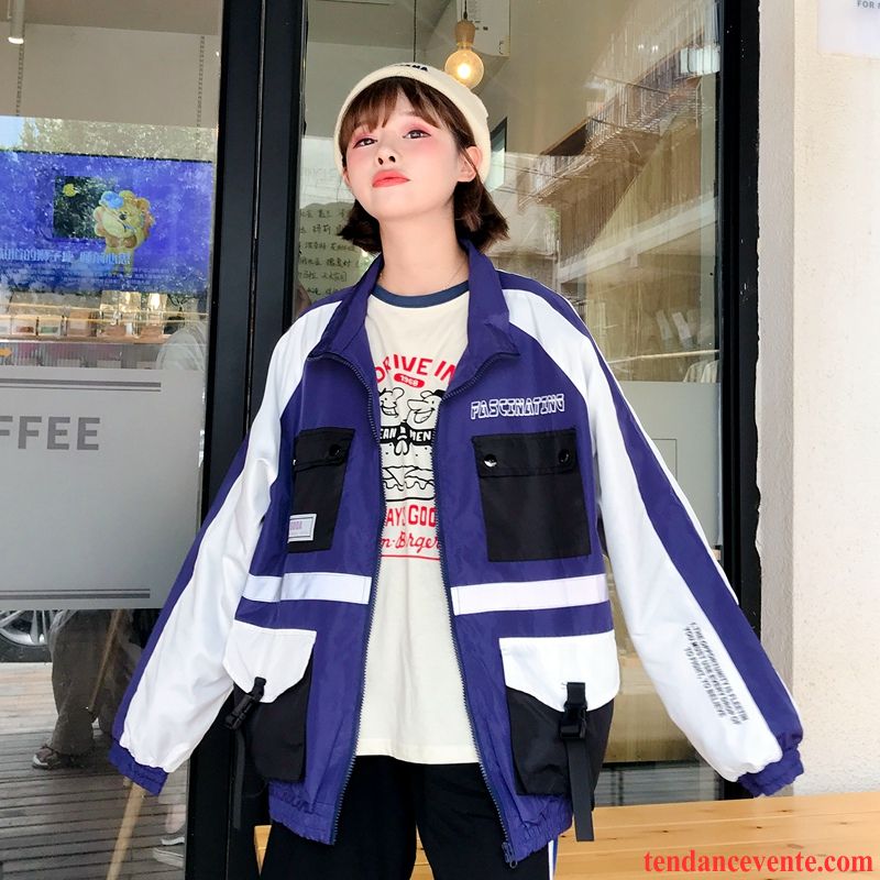 Veste Cuir Courte Femme Vêtements De Baseball Violet Étudiant Tous Les Assortis Pardessus Baggy Veste Femme Tendance Printemps L'automne