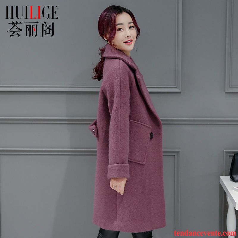 Veste D Hiver Femme Femme Pardessus Baggy Renforcé Manteau Hiver Mince L'automne De Laine Longue Rouge