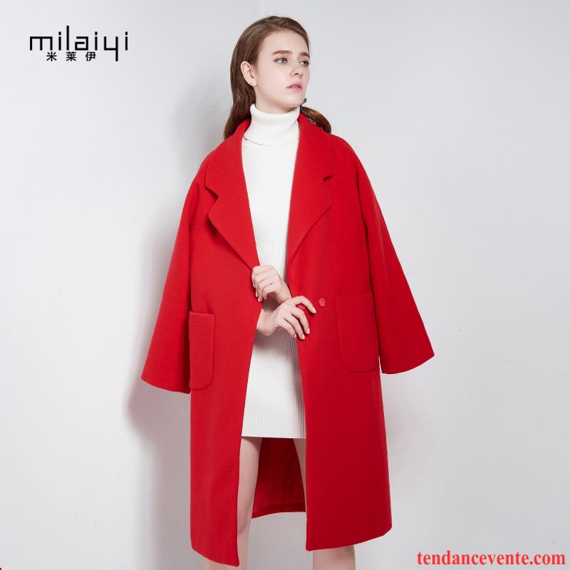 Veste D Été Femme Manteau Rouge Femme Hiver Slim Longue Pardessus Gros Renforcé Écarlate Soldes