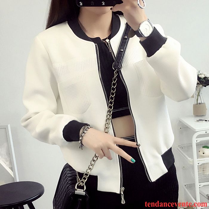 Veste D Été Femme Pardessus Courte L'automne Blouson Vêtements De Baseball Tendance Matelassé Femme Slim Longues Pure