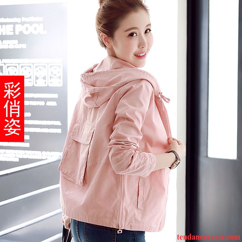 Veste Daim Femme Printemps Baggy Femme Veste L'automne Couleur Court Rose Pardessus Étudiant Décontractée Tomate Pas Cher