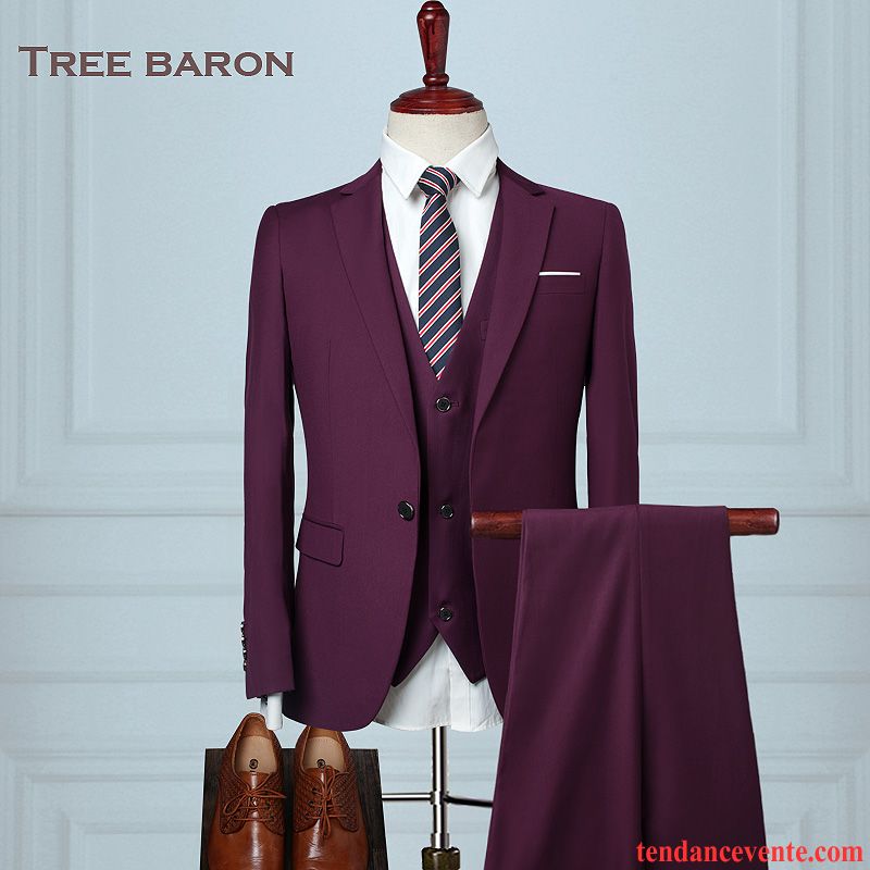 Veste De Costume Marron Costume Mariage Slim Homme Ensemble Professionnel Pas Cher