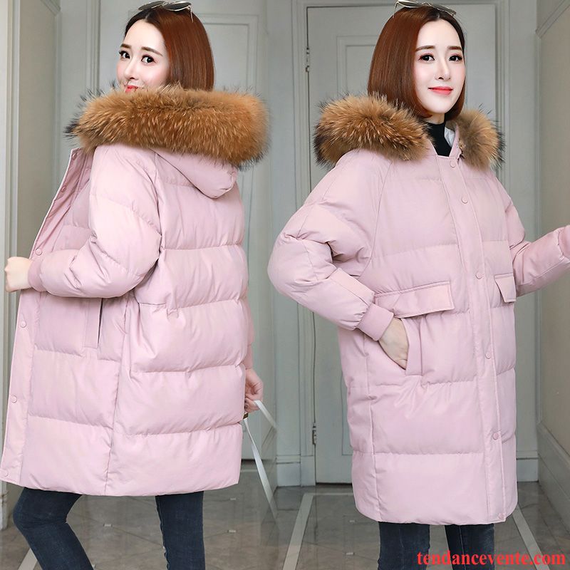 Veste En Coton Femme Chauds Baggy Confortable Longue Tous Les Assortis Manteau En Coton Rose