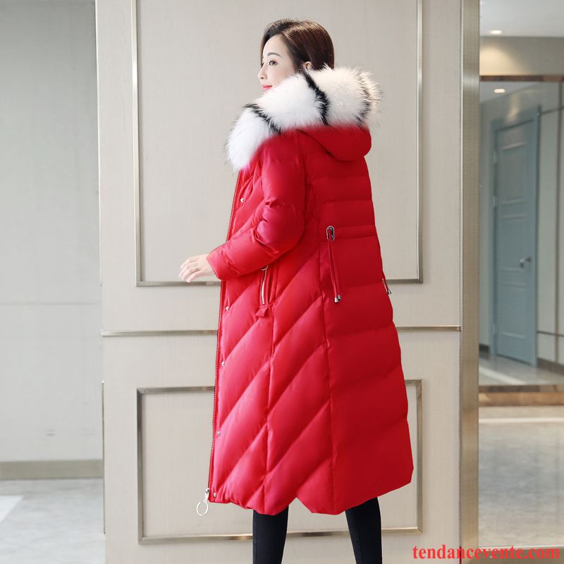 Veste En Coton Femme Hiver Longue Manteau En Coton Matelassé Matelassée Renforcé Rouge Rose