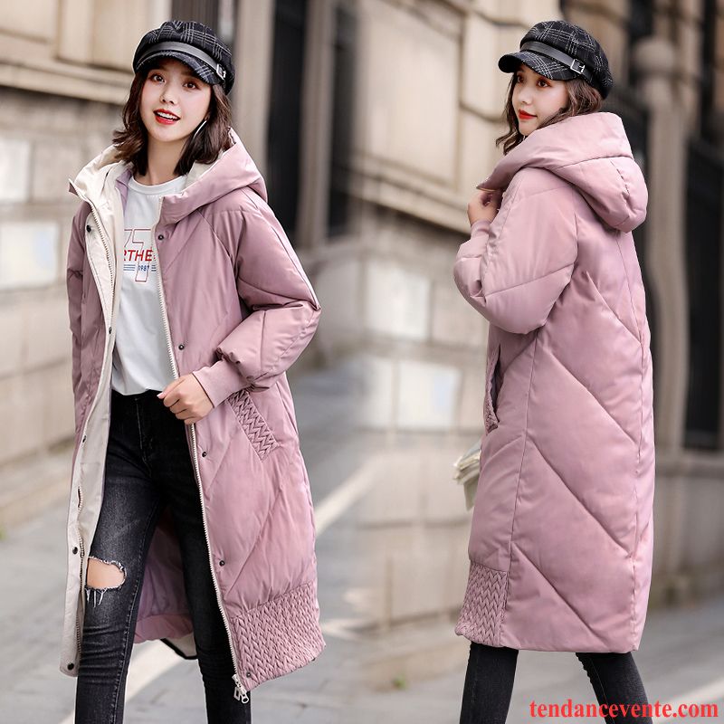 Veste En Coton Femme Manteau En Coton Hiver Matelassé Graisse Pardessus Capuche Rose