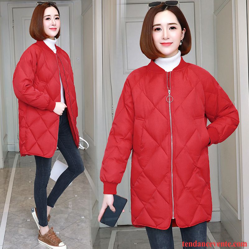 Veste En Coton Femme Tendance Manteau En Coton Confortable Nervurées Tempérament Longue Rouge