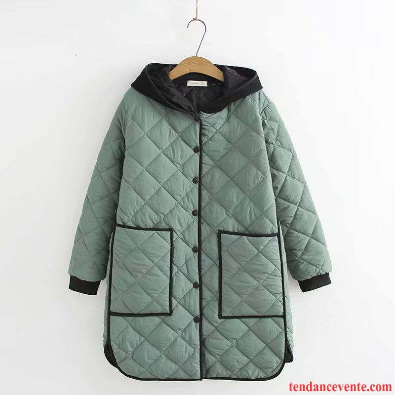 Veste En Coton Femme Vêtements D'hiver Longue Graisse Taillissime Dame Légère Couleurs Mixtes Vert