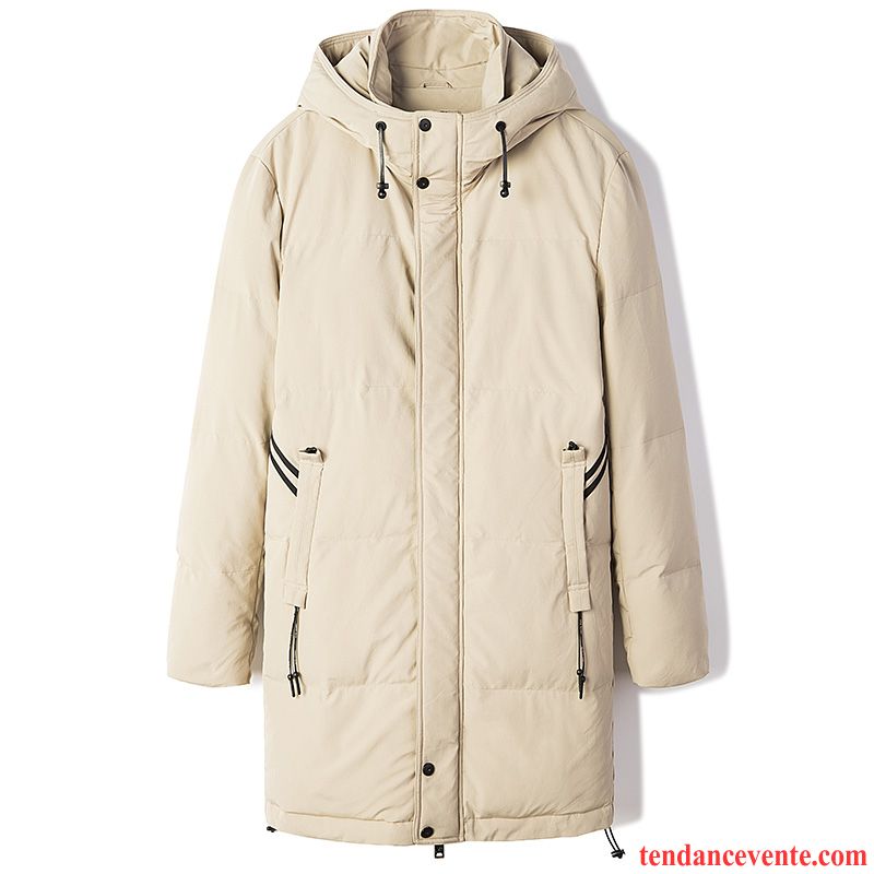 Veste En Coton Homme Plus De Velours Matelassé Matelassée Longue Pardessus Hiver Noir