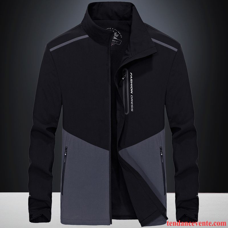 Veste En Cuir Cintrée Homme L'automne Col Mandarin Hiver Décontractée Veste Printemps Tendance Homme Pardessus Plus De Velours Sport Bleu Argent Pas Cher