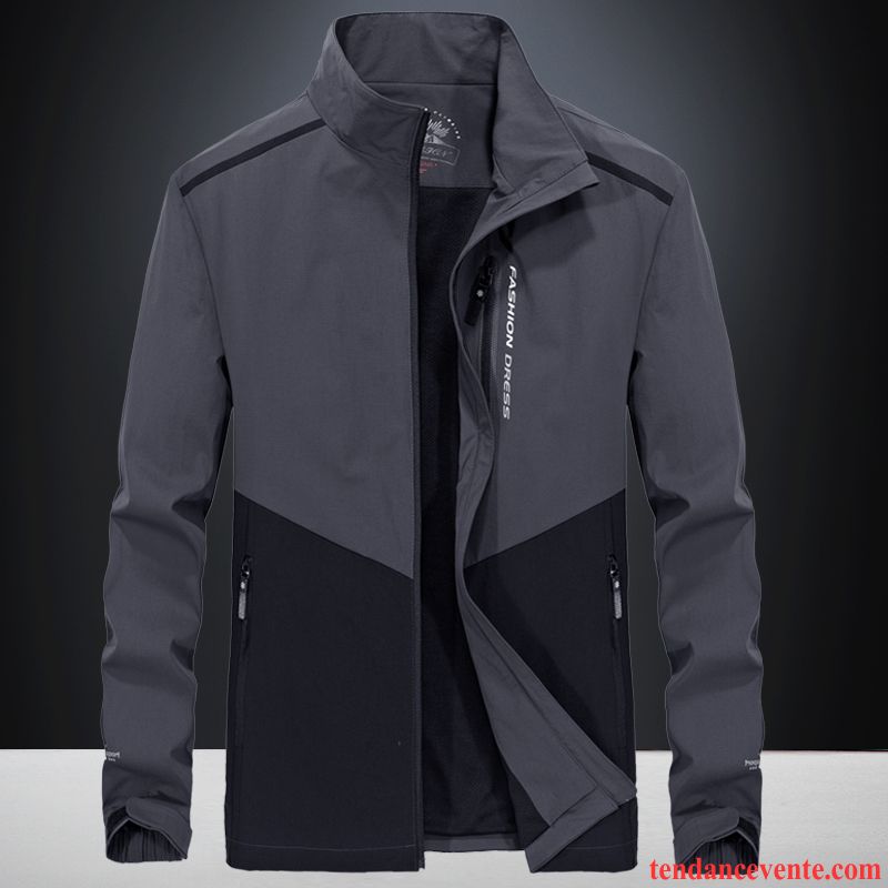 Veste En Cuir Cintrée Homme L'automne Col Mandarin Hiver Décontractée Veste Printemps Tendance Homme Pardessus Plus De Velours Sport Bleu Argent Pas Cher