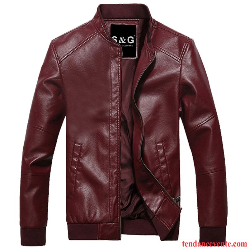 Veste Homme Chic Plus De Velours Hiver Jeunesse Pardessus Veste Renforcé L'automne Homme Pu Slim Vente