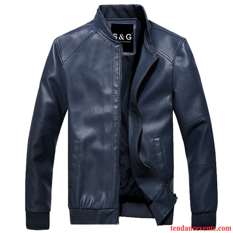 Veste Homme Chic Plus De Velours Hiver Jeunesse Pardessus Veste Renforcé L'automne Homme Pu Slim Vente