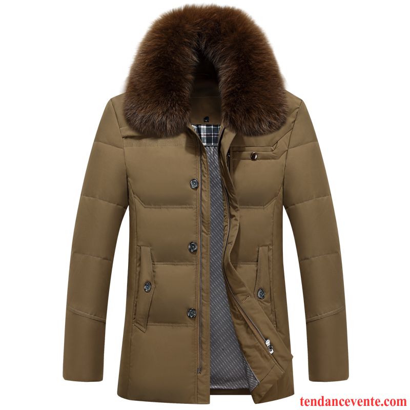 Veste Homme Doudoune Taillissime Homme Renforcé Col De Fourrure Pardessus Hiver Chameau