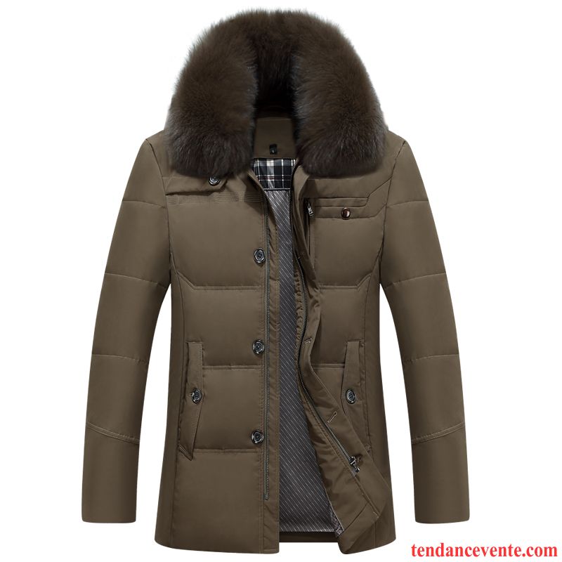 Veste Homme Doudoune Taillissime Homme Renforcé Col De Fourrure Pardessus Hiver Chameau