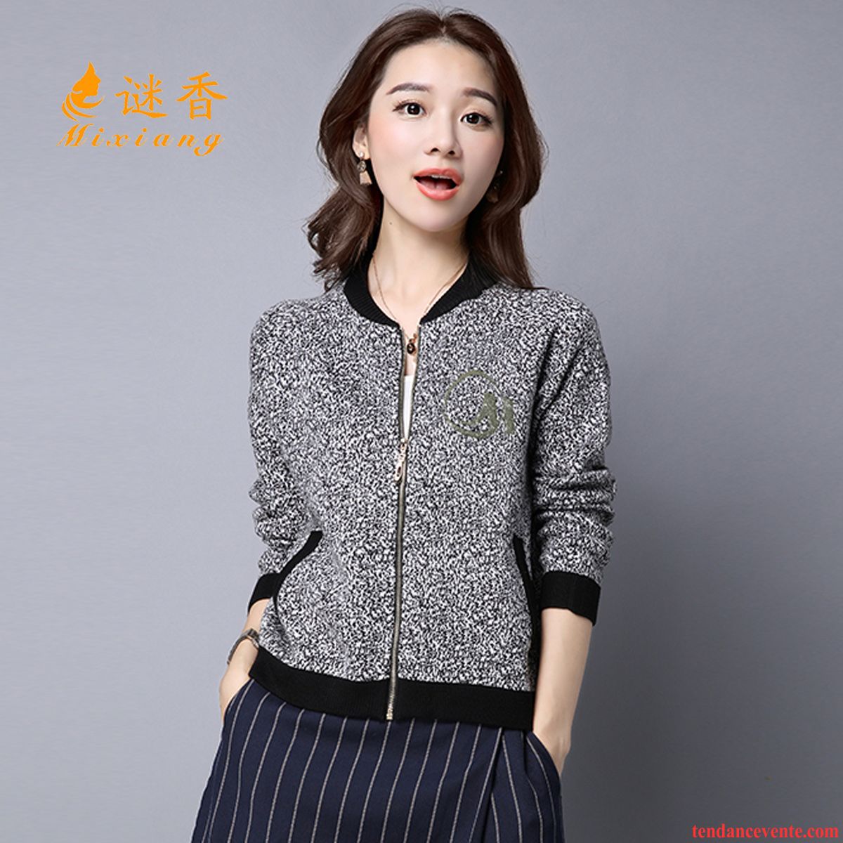 Veste Longue Femme Blouson Longues Femme Printemps Court Tendance Pardessus Courte L'automne Cardigan Vêtements De Baseball Tous Les Assortis En Maille Pas Cher