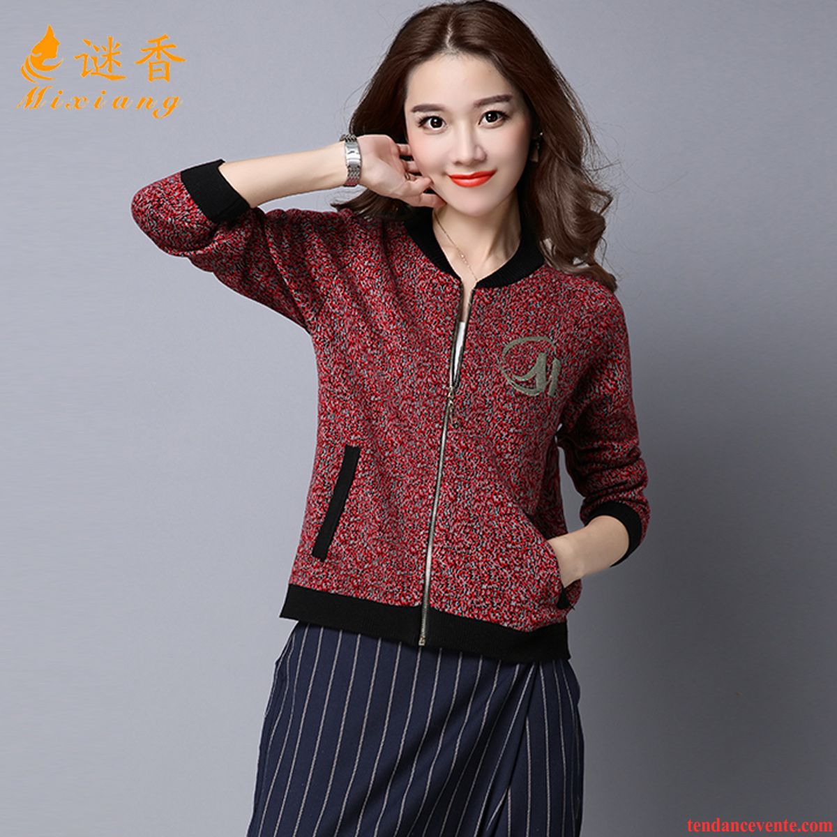 Veste Longue Femme Blouson Longues Femme Printemps Court Tendance Pardessus Courte L'automne Cardigan Vêtements De Baseball Tous Les Assortis En Maille Pas Cher