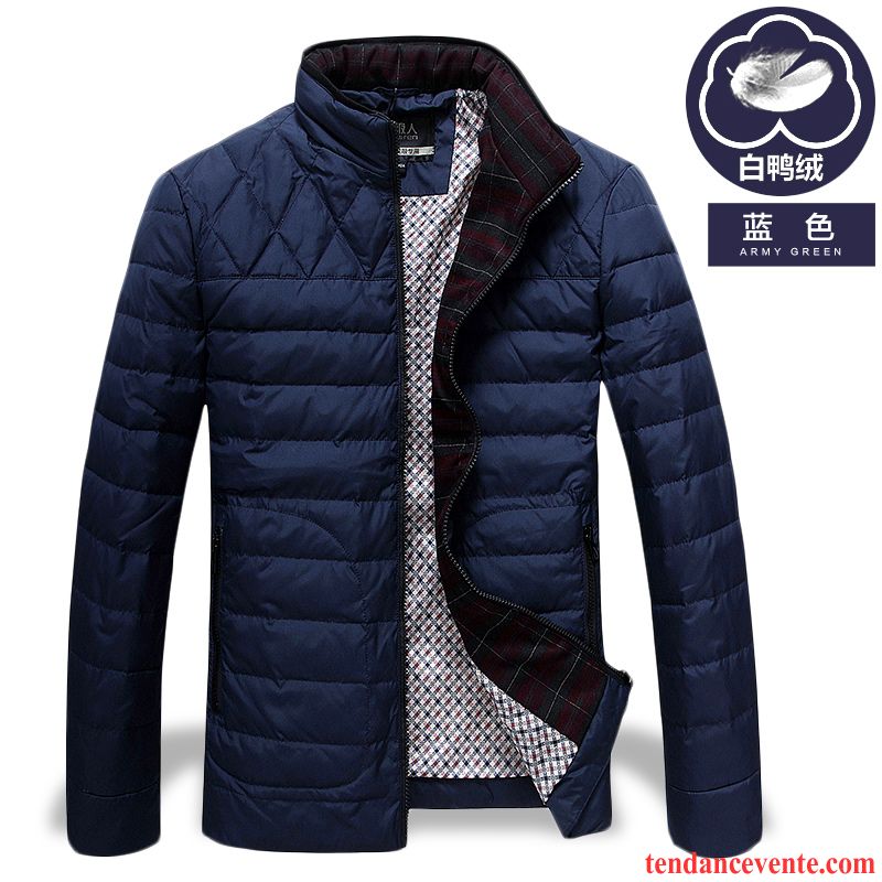 Veste Légère Homme Col Mandarin Court Lumière Homme Slim L'automne Hiver Mode Légère Noir