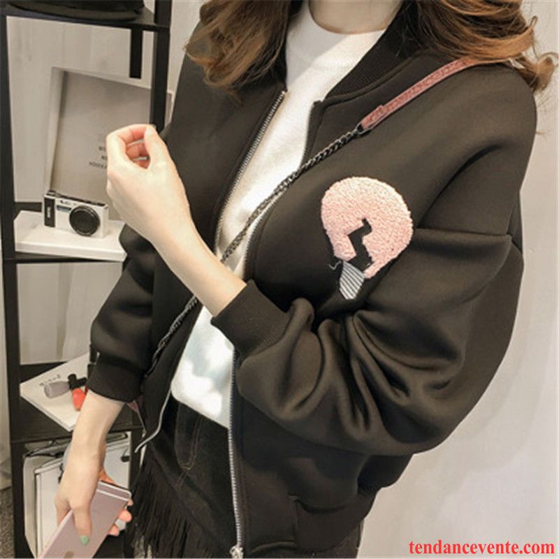 Veste Noire Femme Cintrée Hoodies L'automne Femme Décontractée Rose Printemps Cardigan Pardessus Étudiant Veste Vêtements De Baseball Rouge Hiver Courte Vente