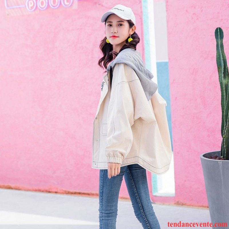 Veste Ou Manteau Femme Veste Noir Mince Baggy Femme Vêtements De Baseball Pardessus Tous Les Assortis Étudiant Capuche L'automne Chauve Souris Printemps Violet