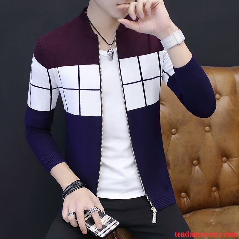 Veste Pour Homme Hiver Une Veste L'automne Printemps Homme Bleu Pardessus Décontractée Beau T-shirt Tendance Violet