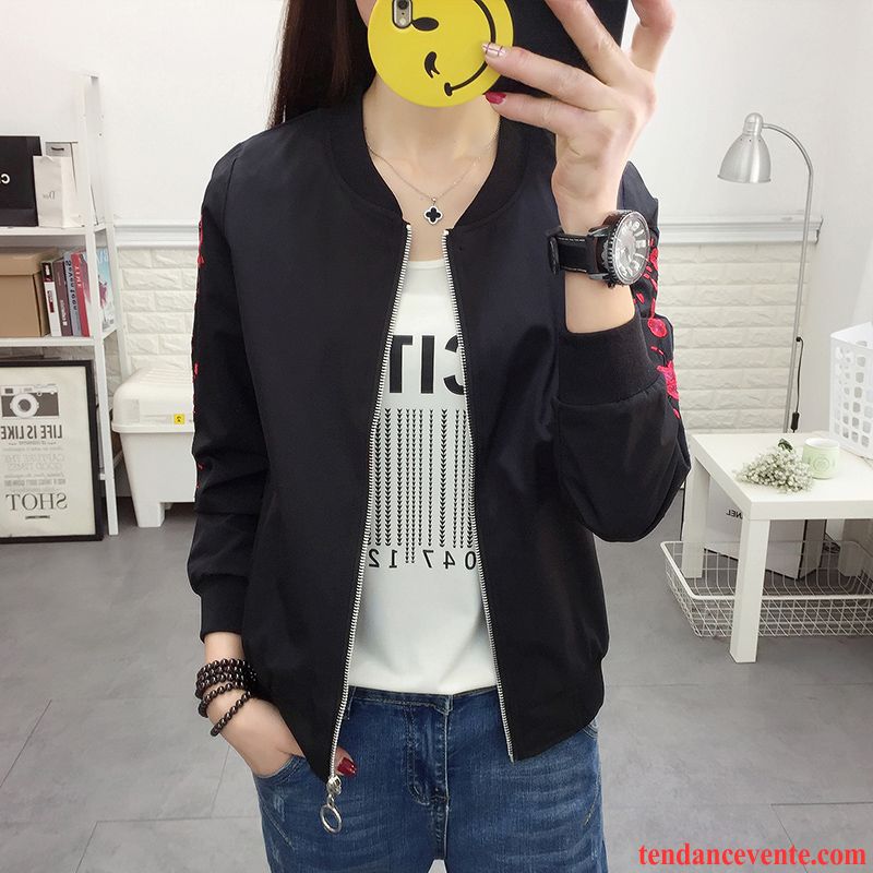 Veste Tendance Femme Femme L'automne Courte Tous Les Assortis Pardessus Mince Une Veste Printemps Blouson Tendance Vêtements De Baseball Pas Cher