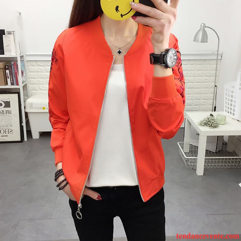 Veste Tendance Femme Femme L'automne Courte Tous Les Assortis Pardessus Mince Une Veste Printemps Blouson Tendance Vêtements De Baseball Pas Cher