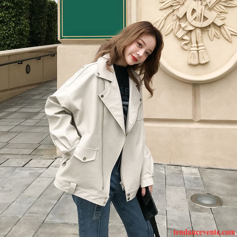Vestes En Cuir Femme Mince Pu Printemps Court Étudiant Pardessus