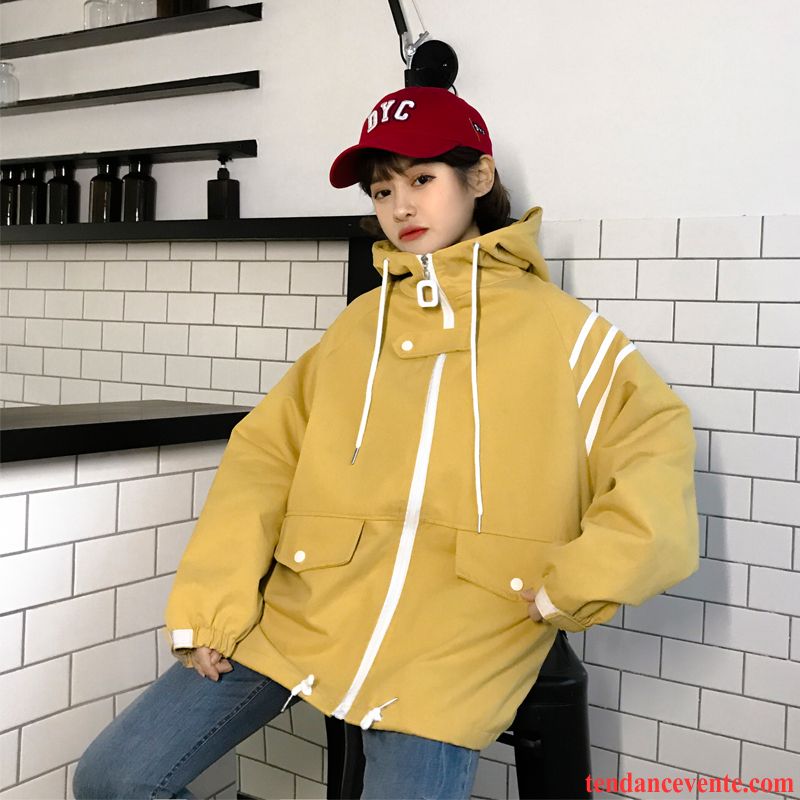 Vestes Femme Vêtements De Baseball Baggy Étudiant L'automne Pardessus Tendance Jaune