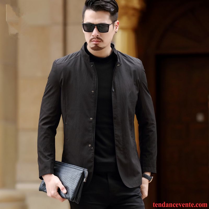 Vestes Homme Pardessus Une Veste Court Respirant L'automne Printemps Noir