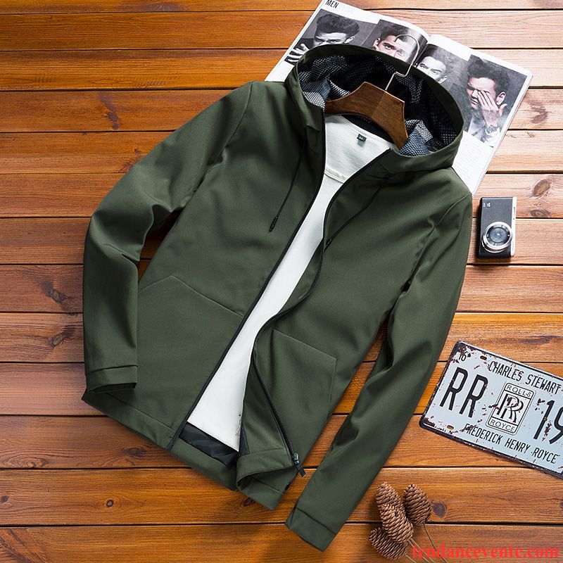 Vestes Homme Personnalité Slim Tendance Tous Les Assortis Printemps Pardessus Vert