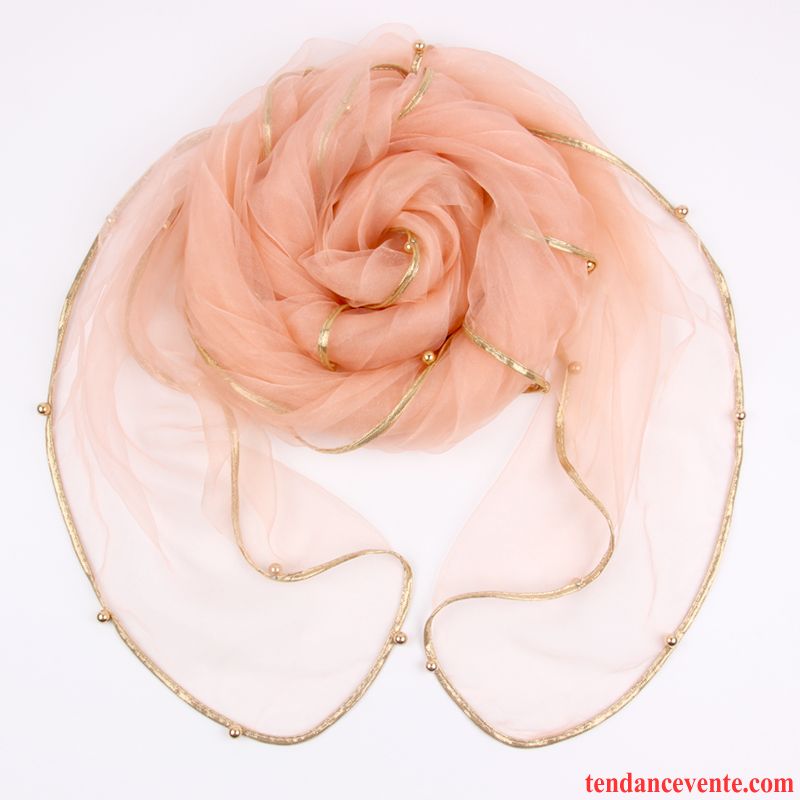 Écharpe Femme Foulard Simple Section Mince Gros Été Hiver Rose Pure