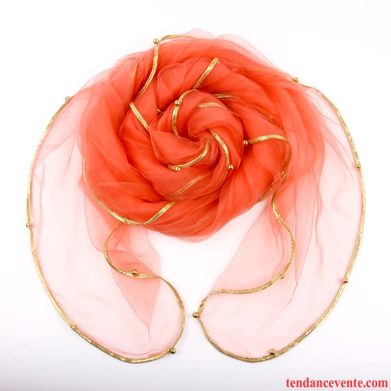 Écharpe Femme Foulard Simple Section Mince Gros Été Hiver Rose Pure