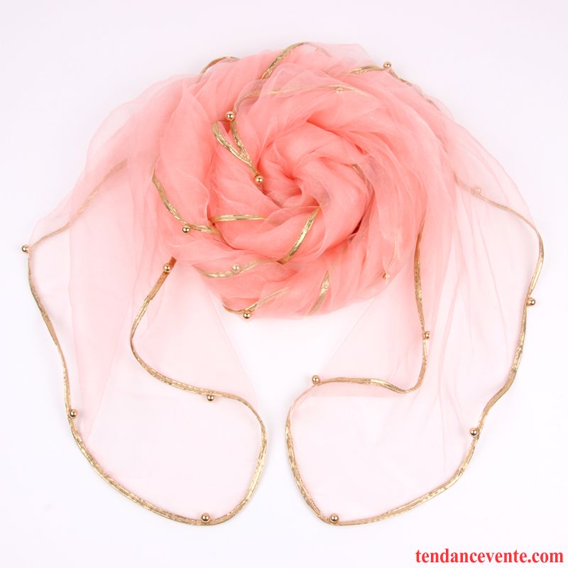 Écharpe Femme Foulard Simple Section Mince Gros Été Hiver Rose Pure