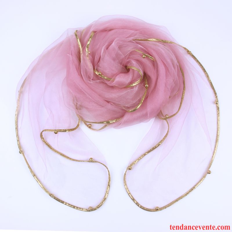 Écharpe Femme Foulard Simple Section Mince Gros Été Hiver Rose Pure