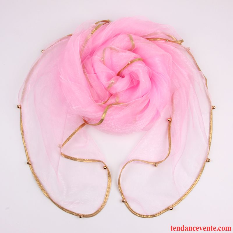 Écharpe Femme Foulard Simple Section Mince Gros Été Hiver Rose Pure