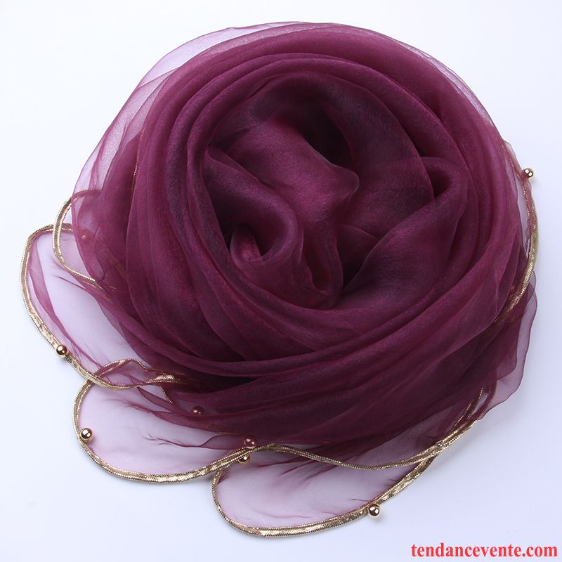 Écharpe Femme Foulard Simple Section Mince Gros Été Hiver Rose Pure