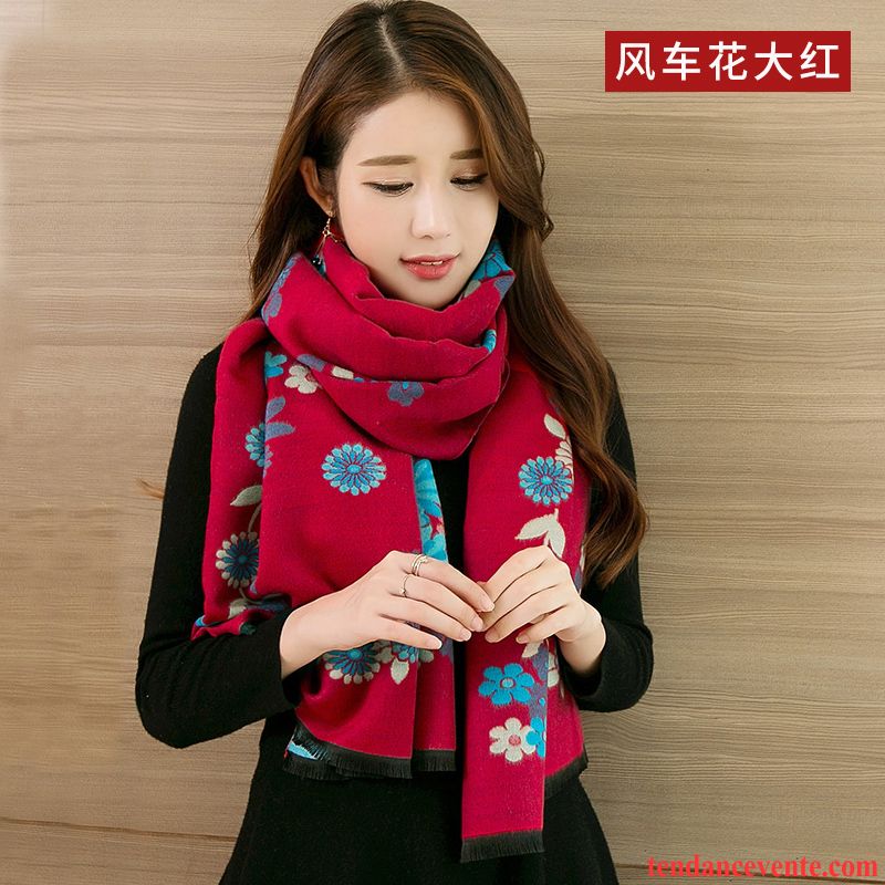 Écharpe Femme L'automne Sided Multifonctions Plus Épais Hiver All-match Rouge