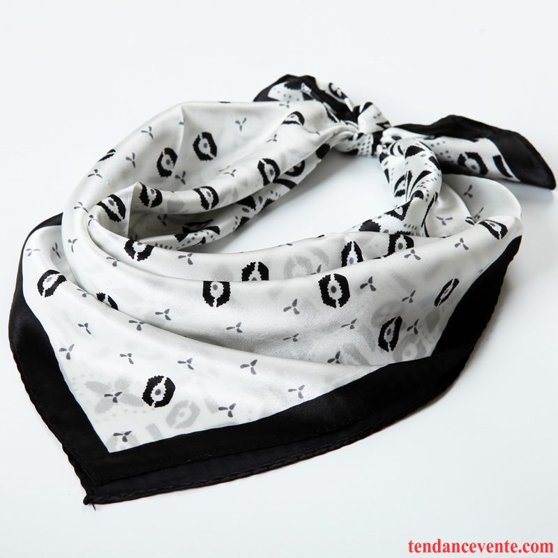 Écharpe Homme Printemps Soie Foulard Soie Mulberry Général Femme Noir