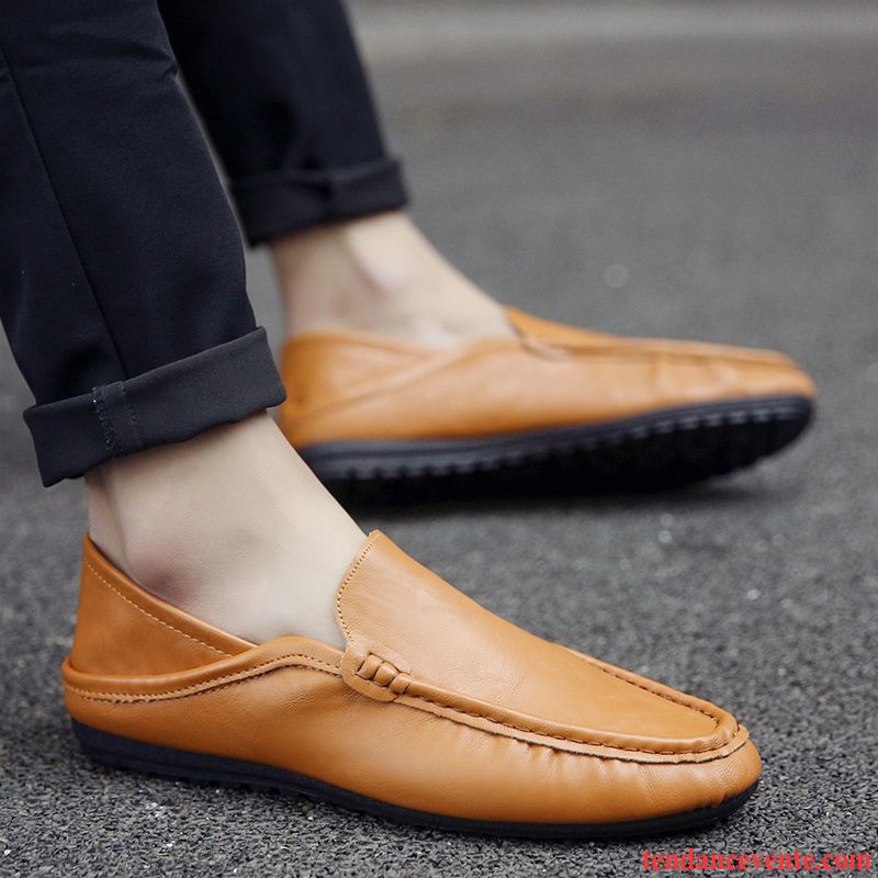 Acheter Des Chaussures En Ligne Décontractée Tendance Tous Les Assortis Homme Paresseux Angleterre Printemps Beige