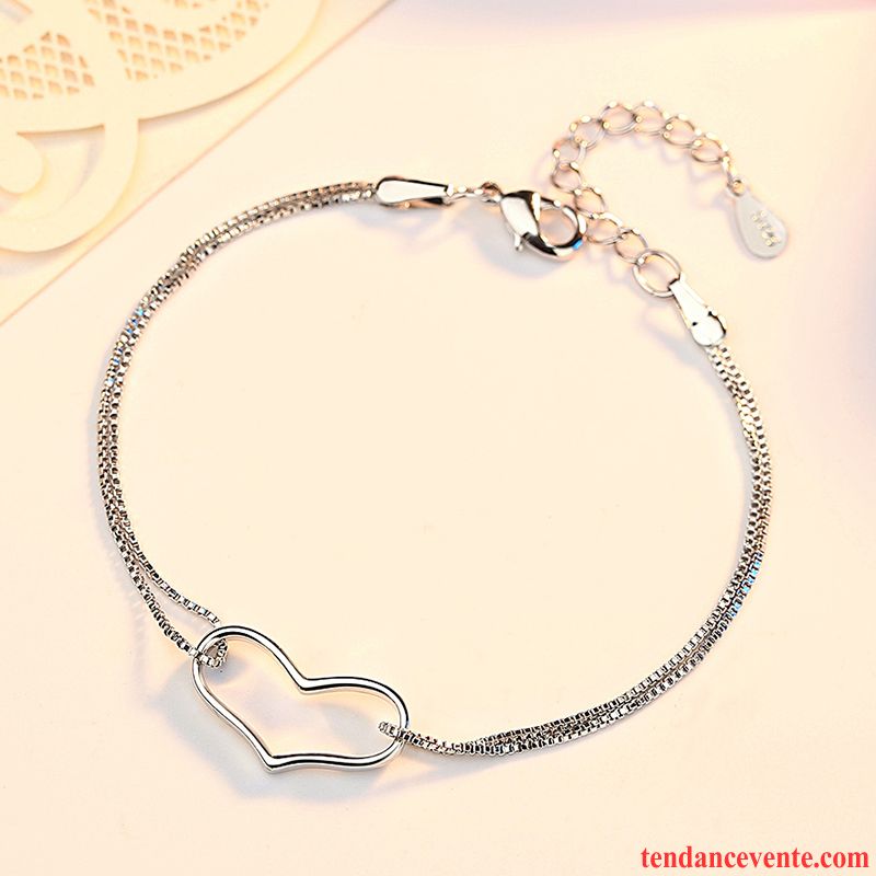 Bijoux En Argent Femme Bracelet Simple Cadeau D'anniversaire Mode Accessoires Été Blanc Argent