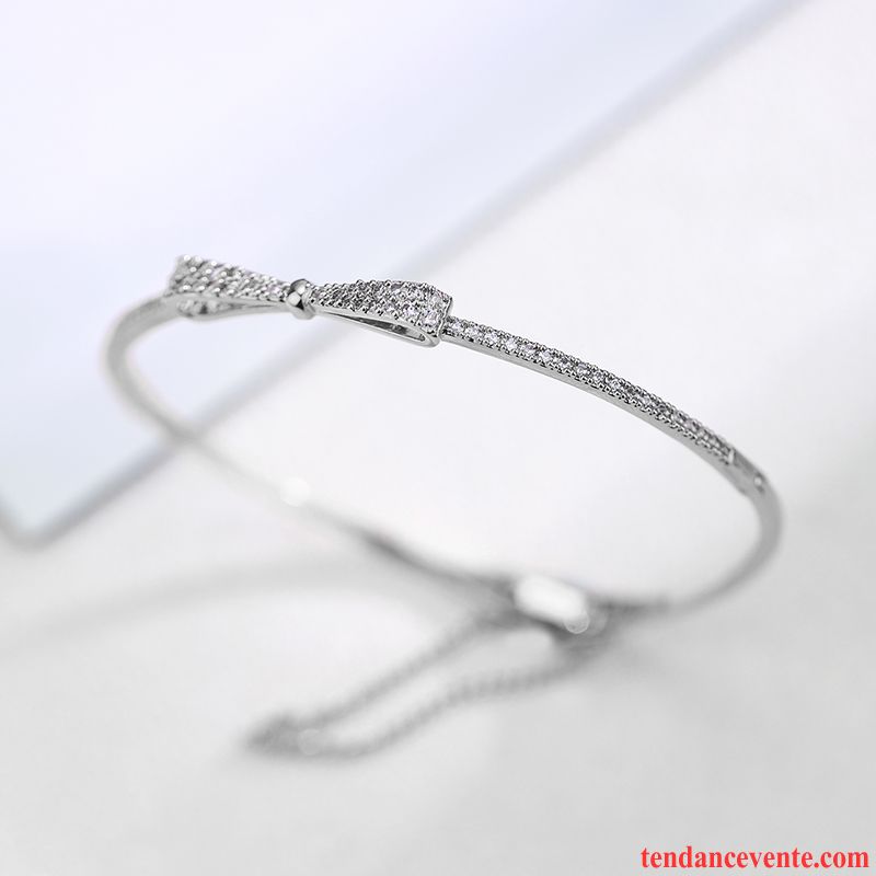 Bijoux En Argent Femme Tempérament Simple All-match Bracelet Arc Mode Rose Or Argent