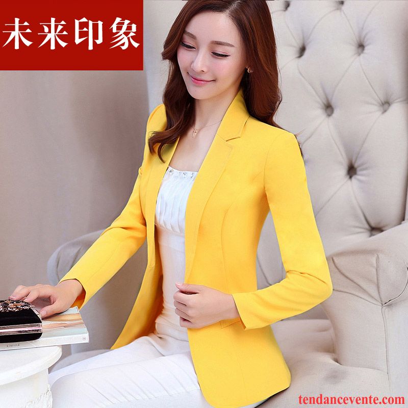 Blazer Cintré Femme Slim Pardessus Longues Blazer Hiver L'automne Femme Décontractée Professionnel Tempérament Bisque