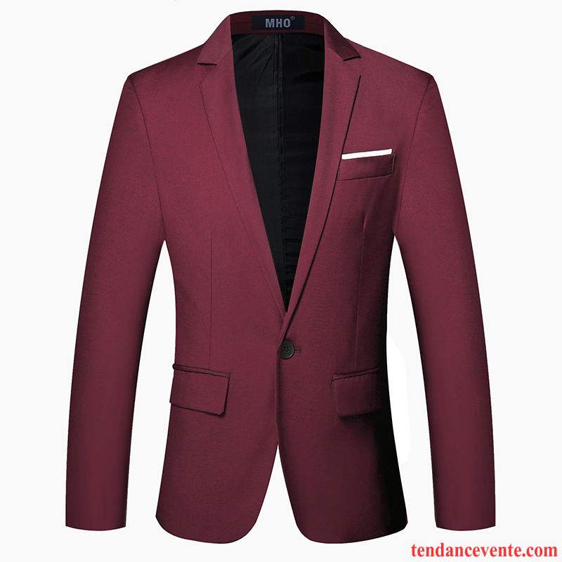 Blazer D Été Homme Étudiant Slim Jeunesse Pardessus Hiver Une Veste Tendance Décontractée Homme Bleu L'automne La Mode Costume Ambre Pas Cher