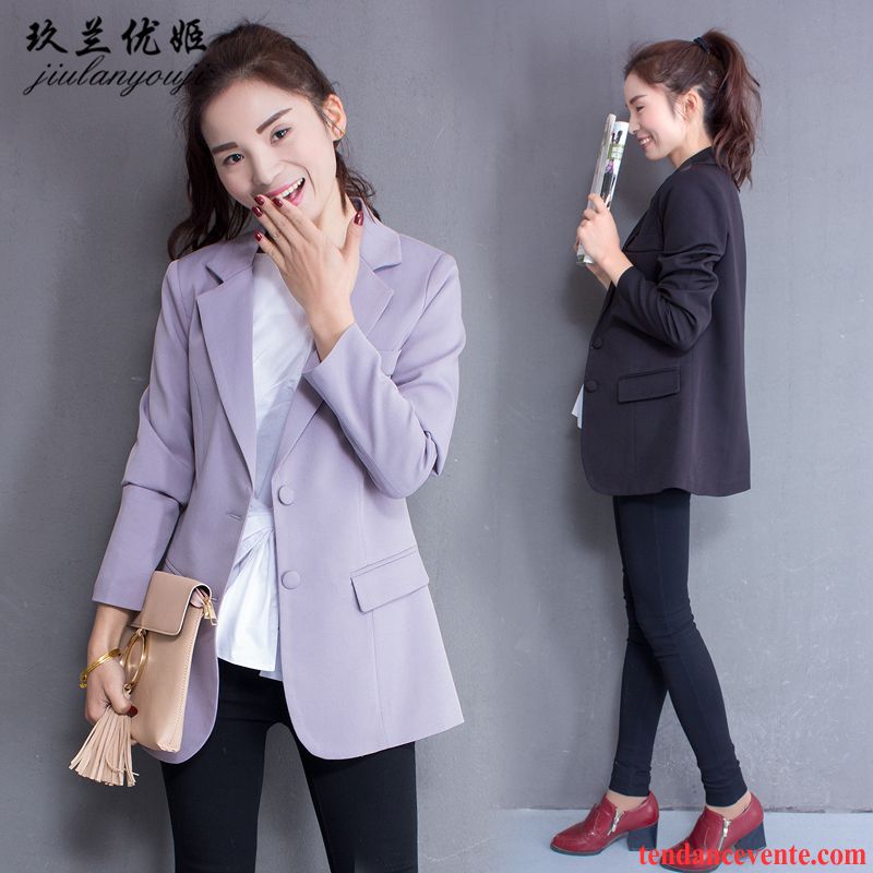 Blazer En Jean Longue Femme Tous Les Assortis Dame Slim Décontractée Tempérament Longues Court Blazer Mince Pardessus Femme L'automne Printemps Blé